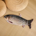 Realistic grass carp plush pillow with detailed 3D fish scale print on wooden floor - Grass Carp Skin / 30cm No Zipper