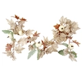 Artificial Thanksgiving garland with white pumpkins and beige maple leaves on white backdrop - 1.72m 100g Pumpkin Plastic Maple Leaf Garland