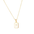 Quadratische 18K vergoldete Muschel-Halskette mit Buchstabe F und feiner Goldkette - Buchstabe F