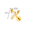 Golden titanium crab stud earring featuring a pear-shaped cubic zirconia stone - Lobster Design with Zirconia (T2546-5# Gold)