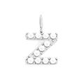 Elegant 14K white gold finish pearl letter Z pendant charm for DIY jewelry making - Silver-Z