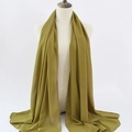 Olive green chiffon hijab scarf with pearls for women, lightweight ethnic long shawl - 33