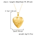 Detail of engraved gold heart locket necklace showing exact size and weight dimensions - Stainless Steel / Radial Pattern Heart / Gold