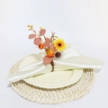 Eucalyptus pumpkin napkin ring with autumn flowers for Thanksgiving table decor - Orange Eucalyptus Daisy Napkin Ring
