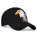 Casquette de baseball en coton noir avec broderie d'aigle et style décontracté outdoor - Réglable / Noir