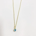 14K vergoldete Halskette mit rundem 5mm blauem Zirkon-Anhänger an einer dünnen Goldkette - Dunkelblau (Dezember)