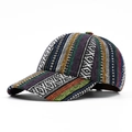Vintage ethnic woven baseball cap with colorful stripes and curved brim for sun protection - Colorful 1