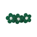 Pastel green floral knit hair clip with white embroidery on a neutral base for girls - Dark Green / No.11