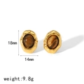 Details zu vergoldeten Ohrringen mit Tigerauge-Stein, Maße ca. 18 mm x 14 mm, Gold-Finish - Tigerauge Gold Stil (TE6720-TG-G)