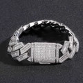 Bracciale cubano da 20mm in argento con zirconi cubici scintillanti per uomo - 7" / Argento