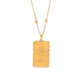 Gold rectangular pendant necklace with palm tree relief and beaded stainless steel chain - Palm Tree Relief Plaque Style (7#)