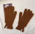 Brown knitted gloves with ribbed texture made of soft wool blend in a flat lay view - Style 296-Caramel