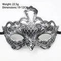 Silver retro Halloween warrior mask with vintage hollow patterns and black elastic strap - Eagle King Silver