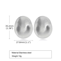 Irregular brushed stainless steel oval earring with size 35.2mm x 27.8mm details - Large Oval / Steel