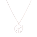 Rose gold stainless steel necklace featuring a round cat and star cutout pendant - Cat and Star / Rose Gold
