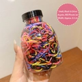 Barattolo di 800 piccoli elastici colorati spessi per capelli per vari stili di acconciatura - Barattolo / 9# Nero e Colori Piccolo Ispessito (800 Pezzi)