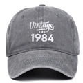 Berretto da baseball vintage 1984 in cotone lavato grigio ricamato per 40 compleanno - Regolabile / Grigio