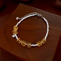 Elegant beaded bracelet with faceted yellow crystal beads and silver charms for women - Light Luxury Retro Silver Metal Bead Style (46#)