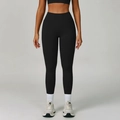 Women's black high-waisted seamless yoga pants with butt-lifting slimming fit - Premium Black