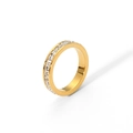 Dettaglio dell'anello eternity placcato oro 18 carati con zirconi a taglio quadrato - Anello Eternity A Cerchio Completo Dorato (TR4055) / Numero 6