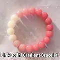 Elegant gradient pink to white Bodhi seed bead bracelet for women with glossy finish - S068 - Bracelet [gradient Pink] Acrylic Material #sz545