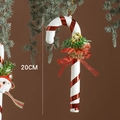 20cm Rot-weiß gestreifter Weihnachts-Zuckerstangen-Anhänger mit grüner Tanne und Bogen - 20CM Weihnachten Schleife Zuckerstange Hänger