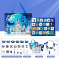 Christmas Advent Calendar DIY bracelet set with 24 blue beads and charms in a gift bag - RC425 Portable Box Blind Box / Blue