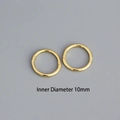 Classic 10mm inner diameter gold S925 sterling silver hoop earrings for women - 10mm / Gold