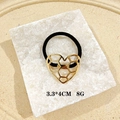 Gold hollow heart hair tie with black elastic band, modern honeycomb design, 3.3x4cm - Hollow Heart