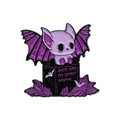 Purple and black cartoon bat on tombstone metal badge with spirit animal text - Purple Bat-Bats Are My Spirit Animal