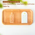 Acrylic Christmas tree candle stamp with embossed teal design for holiday baking and DIY - QA0972-Christmas Tree Candle Stamp