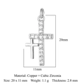 Silver double cross pendant with cubic zirconia inlay for DIY jewelry making - Silver Double Cross (VB261)