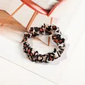 Elastic leopard print satin scrunchie with a glossy finish for hair styling - Satin Thin Scrunchie-Coffee Leopard