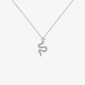 Collana con ciondolo a serpente in argento S925 con zirconi e gemma taglio marquise - Placcato Platino / Zirconia Bianca / Argento