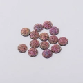 Detailed view of 12mm round resin druzy cabochons with iridescent metallic glitter texture - Purple AB (5#)