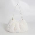 Chic white faux fur shoulder bag with soft plush texture and matching slim strap - White