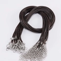 Cordones de collar encerados marrón oscuro con cierres de langosta plateados y cadena - Longitud 50cm-2.0mm / Café