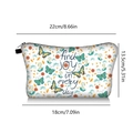 Dimensions guide for butterfly printed makeup bag: 22x18x13.5cm with top zipper closure - find joy in every day (jiaying27)