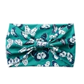 Elastic yoga headband featuring a green base with colorful butterfly print patterns - Green Base Black White Butterfly (HD37-10)