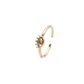 Minimalistischer offener Ring mit bösem Blick, Gold-Finish und Zirkonia-Edelstein - Wimpern-Stil-CR00370YS / Gold