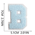 Blue chenille towel letter B patch showing dimensions 7cm height and 5.1cm width - Letter B / Light Blue