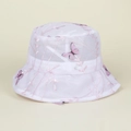 Atmungsaktiver weißer Fischerhut aus Mesh mit rosa Schmetterlingsstickerei für den Sommer - M (56-58cm) / Rosa