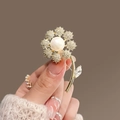 Exquisite pearl flower brooch with glittering rhinestones and elegant gold-tone finish - 338# Dandelion