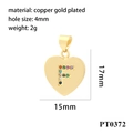 Detalle del colgante de corazón bañado en oro de 18K con letra F y circonitas de colores - Colgante Corazón Inicial F - Oro/Circonia de Colores