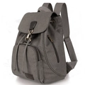 Retro grey canvas backpack with dark leather trim and adjustable straps for outdoor travel - Canvas / Gray