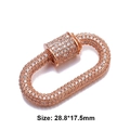 Rose gold oval screw clasp with pavé cubic zirconia diamonds, size 28.8*17.5mm - Style 39 (Full Rose Gold Zircon Oval Clasp)
