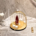 Golden birdcage-shaped metal cosmetics rack, 23.5cm high with 19.6cm diameter base - Single Layer / Gold