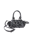Vintage Boston Tasche mit grauem Leopardenmuster aus PU-Leder und silbernen Schnallen - Leopardenmuster Schwarz