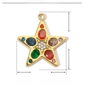 Detail view of a 22mm x 20mm gold star pendant with colorful zircon and rhinestones - YE451-2-Multicolor Star
