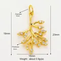 Pendentif branche plaqué or avec micro-incrustations de zircone pour bijoux DIY - Style M / Or